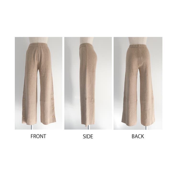 柔らかリブ編みでノンストレスな穿き心地！裾サイドボタンニットパンツ | aquagarage | 詳細画像22 