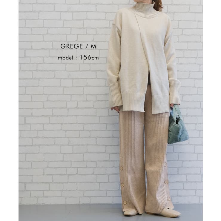 柔らかリブ編みでノンストレスな穿き心地！裾サイドボタンニットパンツ | aquagarage | 詳細画像9 