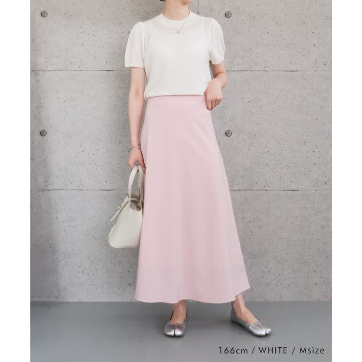 スカラップ仕上げの袖口が女性らしい柄編みサマーニットトップス | aquagarage | 詳細画像14 