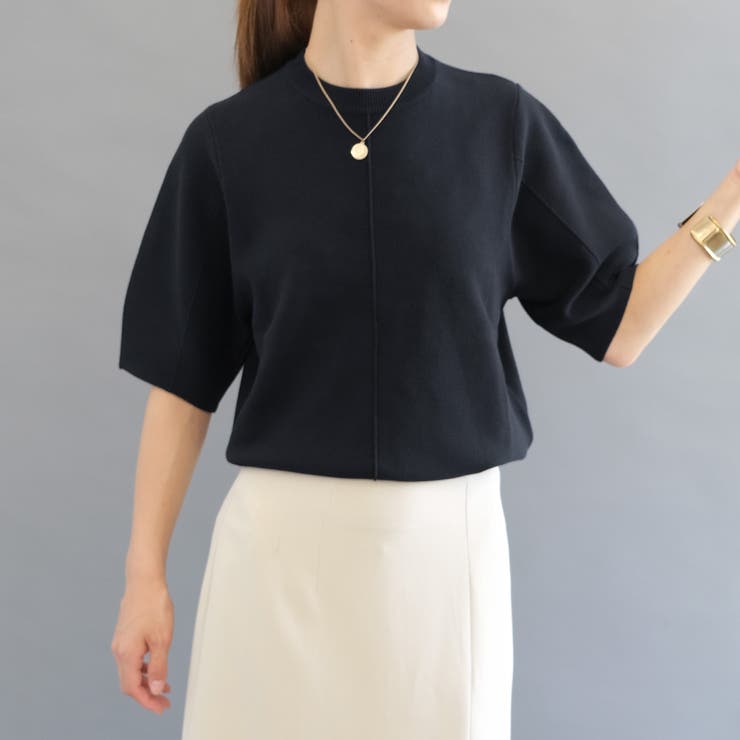 ブラック | 大人の抜け感を演出♪センターシームニット | aquagarage