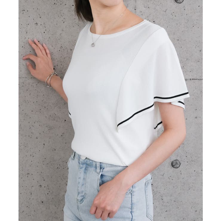 配色ラインフレアスリーブサマーニット | aquagarage | 詳細画像9 