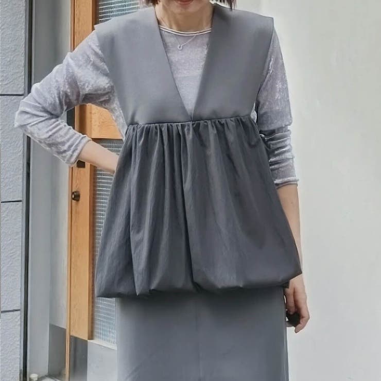 グレー | 前後2wayバルーンベスト 春 秋 冬 レディース アクアガレージ | aquagarage