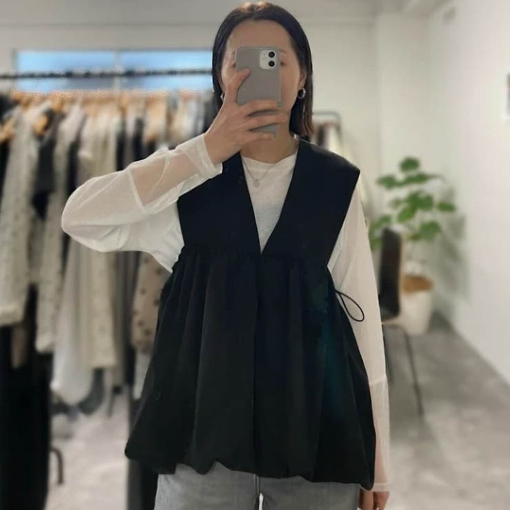 ブラック | 前後2wayバルーンベスト 春 秋 冬 レディース アクアガレージ | aquagarage