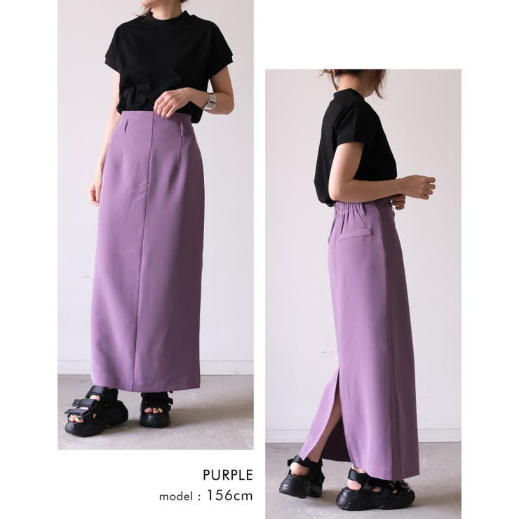 裾のスリットデザインで足さばきも◎ハイウエストタイトスカート | aquagarage | 詳細画像22 