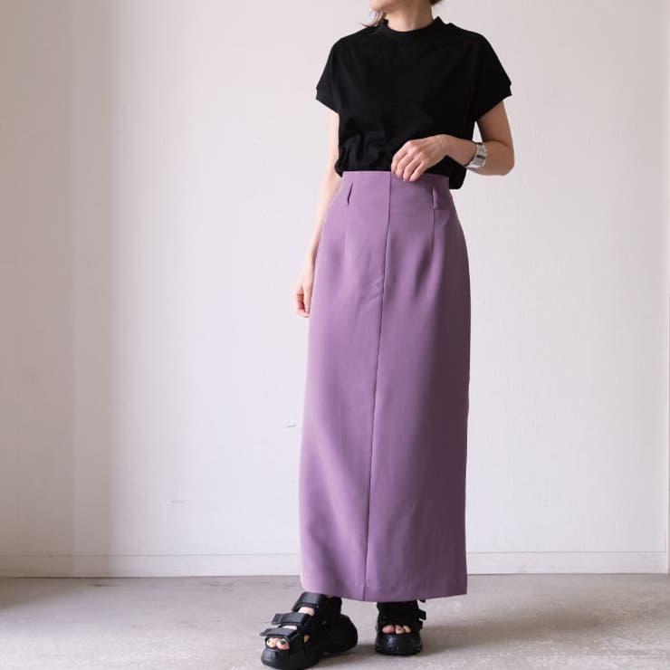パープル | 裾のスリットデザインで足さばきも◎ハイウエストタイトスカート | aquagarage