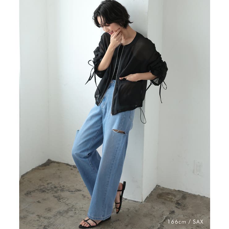 トレンドを着こなせるダメージストレートデニムパンツ | aquagarage | 詳細画像2 