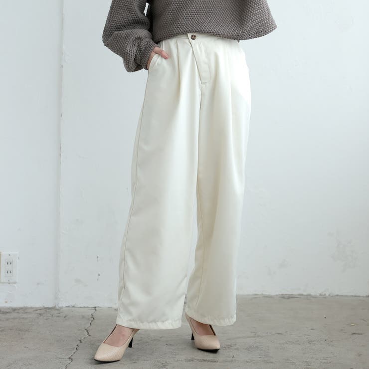 アイボリー | ロングシーズン使えるトレンドライクな1枚♪アシメタックパンツ | aquagarage