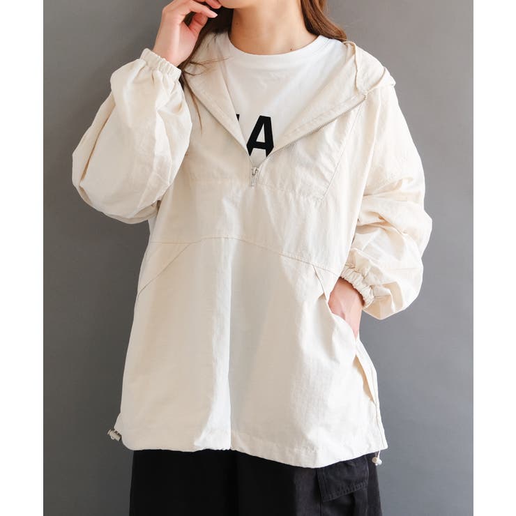 軽快で動きやすく程よいオーバーシルエットのナイロンアノラックパーカー | aquagarage | 詳細画像3 