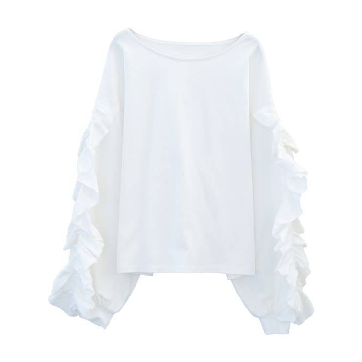 オフホワイト | フリルスリーブカットソー コットン100％ 綿100％ | aquagarage