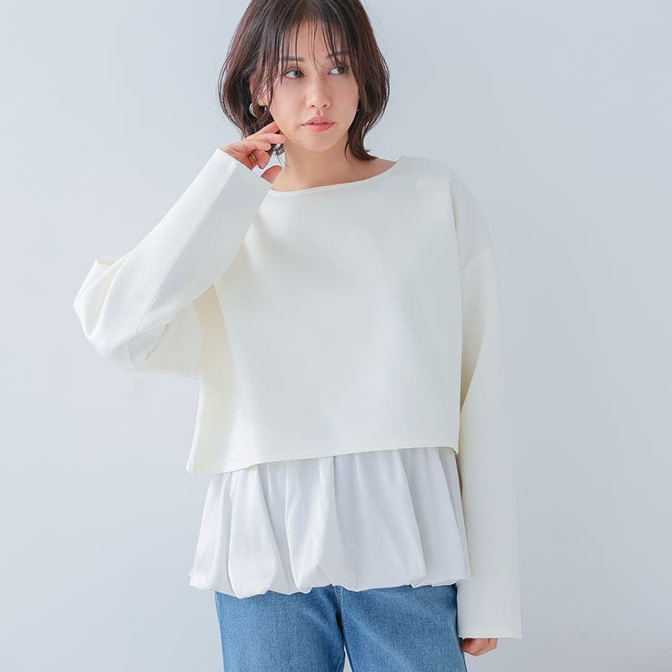 アイボリー | バルーンレイヤードトップス 春  秋  冬 M | aquagarage