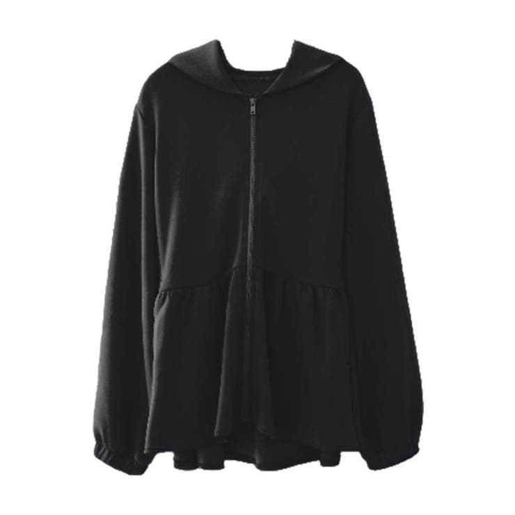 ブラック | ダンボールニットペプラムパーカー | aquagarage