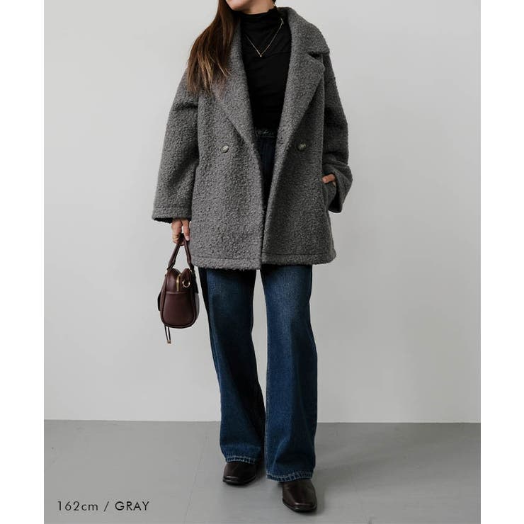 フェイクリングウールダブルテーラードコート 秋 冬 M | | aquagarage | 詳細画像13 