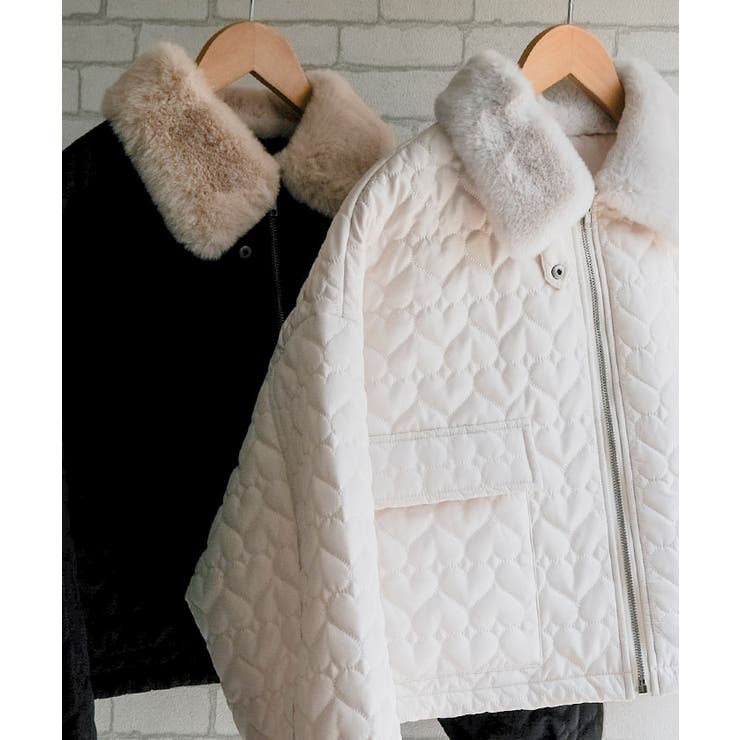 ハートキルトファーカラーショートブルゾン  秋 冬 M | aquagarage | 詳細画像2 