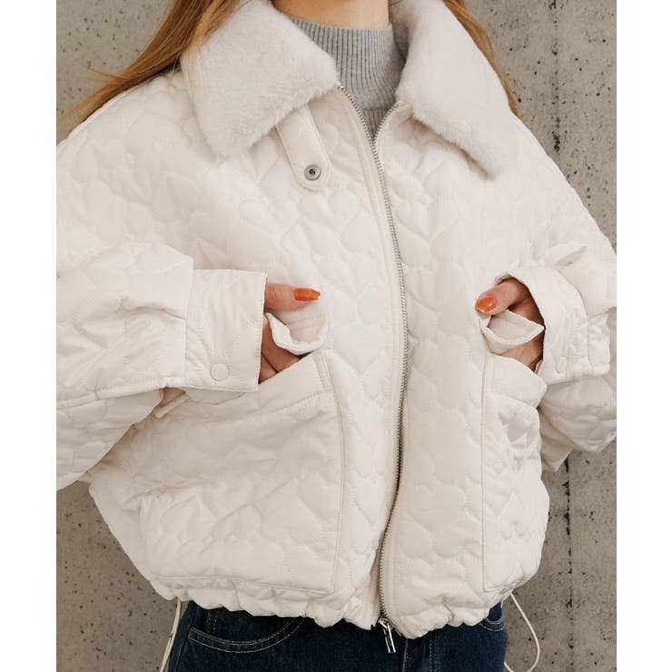 ハートキルトファーカラーショートブルゾン  秋 冬 M | aquagarage | 詳細画像13 