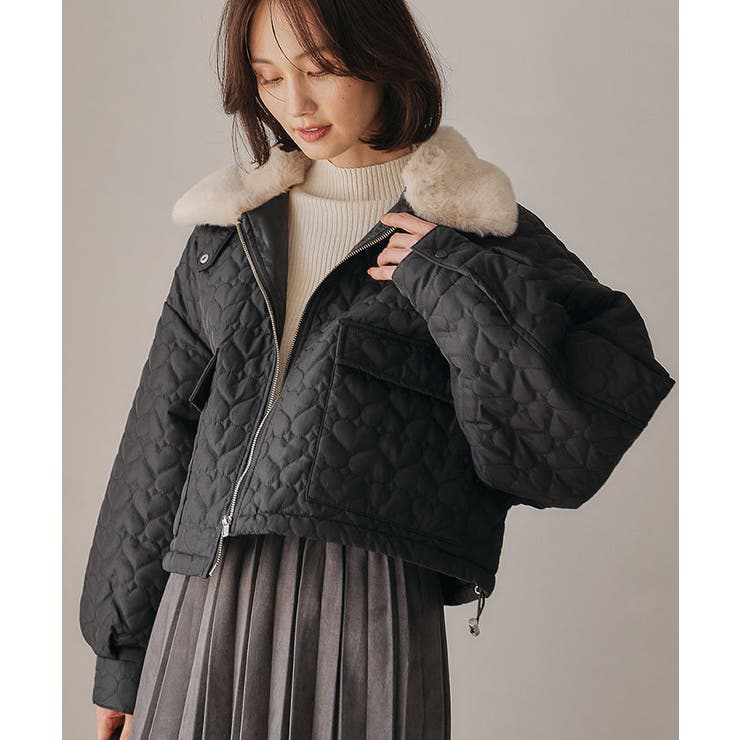 ハートキルトファーカラーショートブルゾン  秋 冬 M | aquagarage | 詳細画像3 