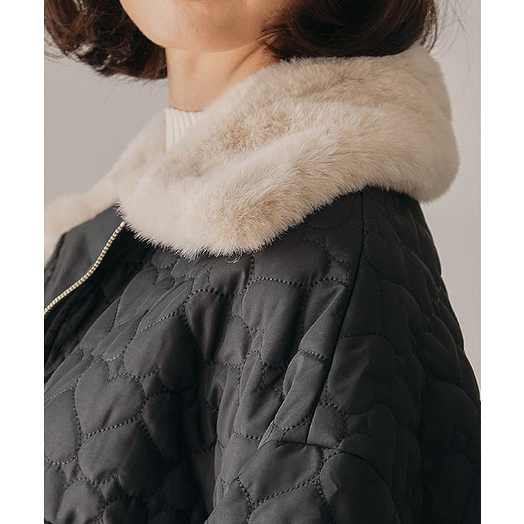 ハートキルトファーカラーショートブルゾン  秋 冬 M | aquagarage | 詳細画像5 