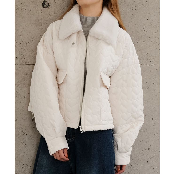 ハートキルトファーカラーショートブルゾン  秋 冬 M | aquagarage | 詳細画像8 