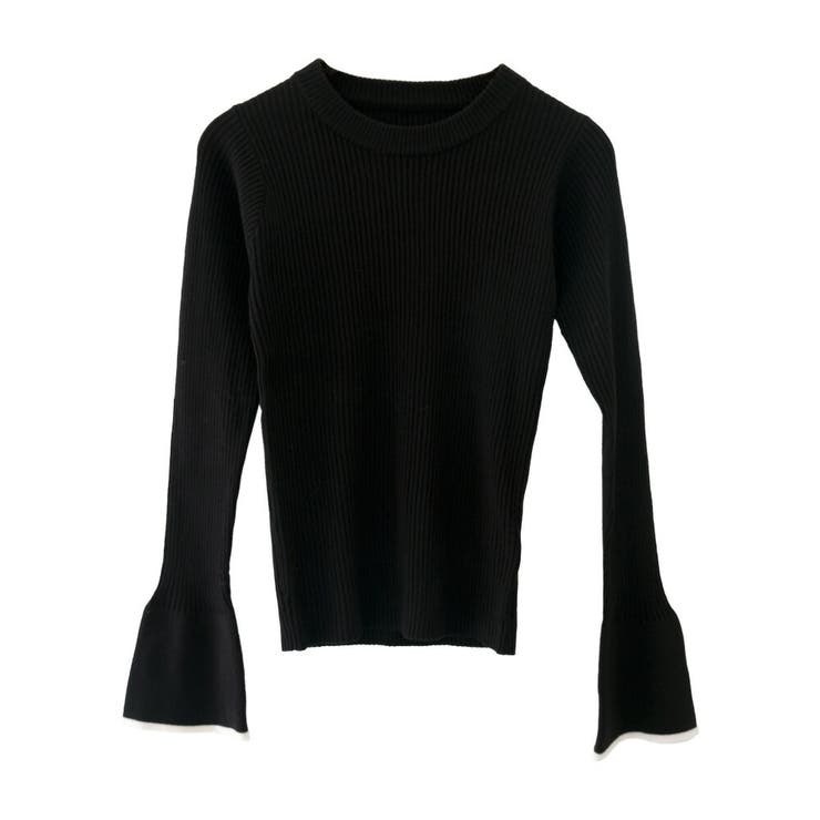 アイボリー×ブラック | 袖口の配色デザインがポイントのリブニット | aquagarage