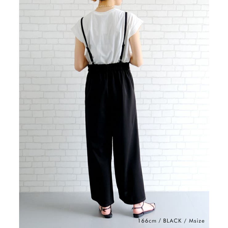 ワイドシルエットのカットツイルキャミサロペット[品番