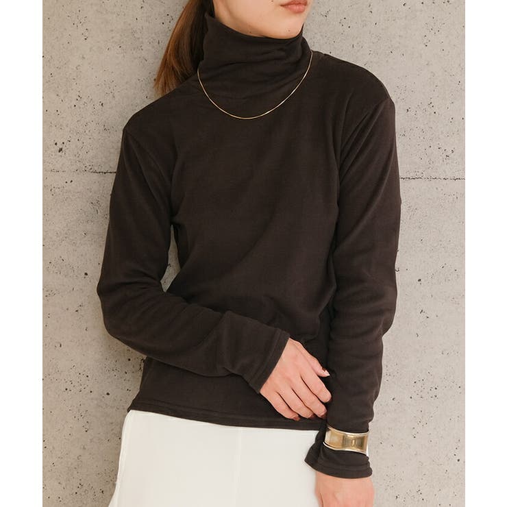 ストレッチフリースタートルネックトップス M L LL 長袖 レディース