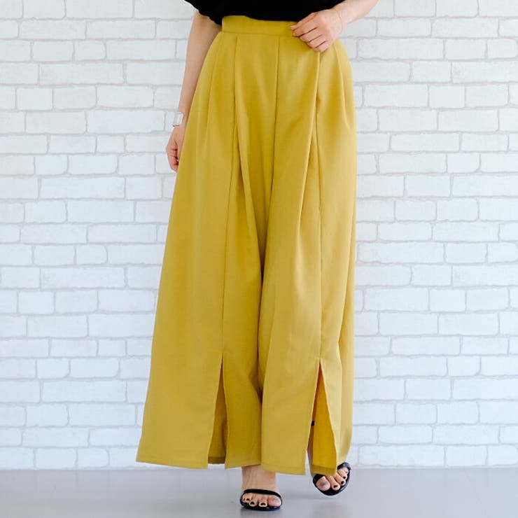 暑い時期もさらっと快適！リネンライクスリット入りワイドパンツ | aquagarage | 詳細画像2 