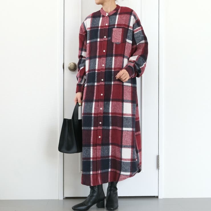 一枚でもレイヤードにも使いやすいチェックシャツワンピース | aquagarage | 詳細画像2 