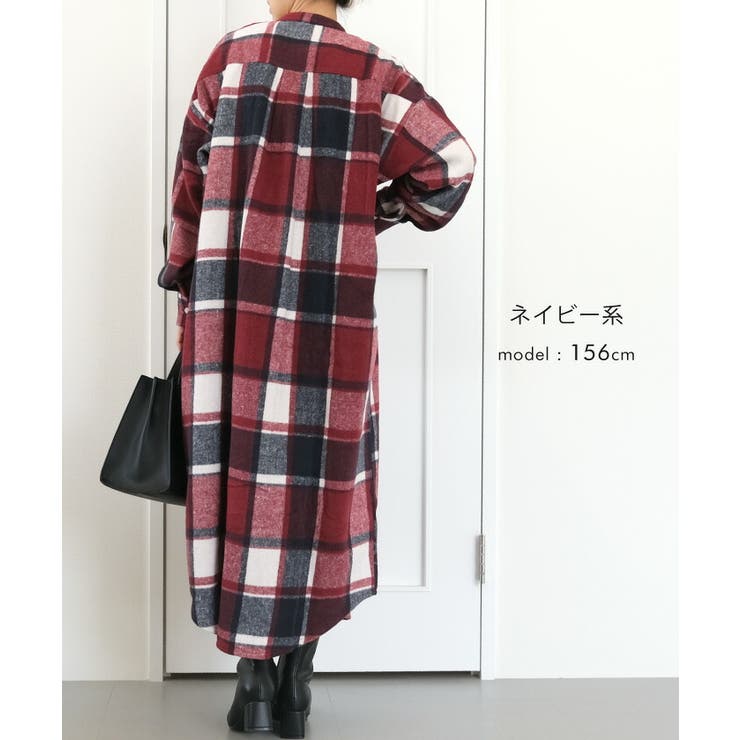 一枚でもレイヤードにも使いやすいチェックシャツワンピース | aquagarage | 詳細画像18 