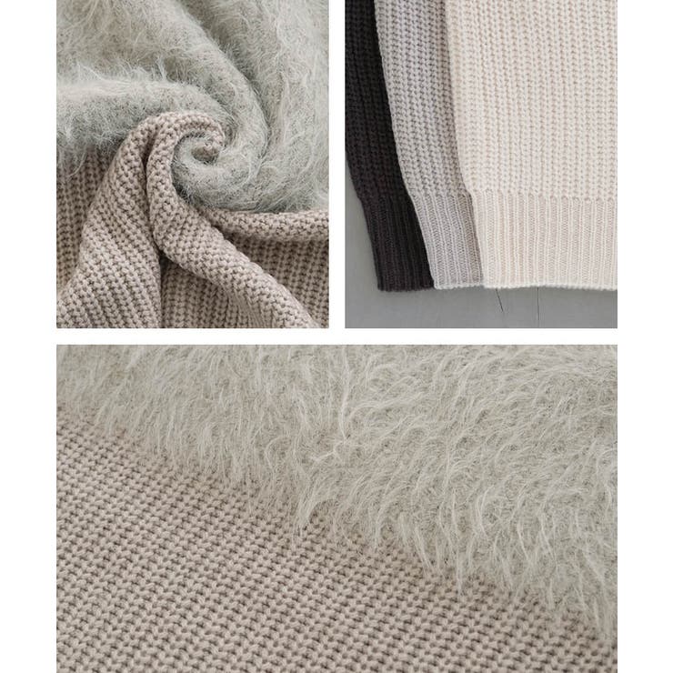 片畦部分シャギーニットトップス 秋 冬 レディース | aquagarage | 詳細画像14 