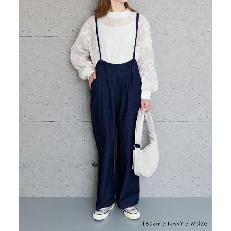 ロングシーズン使える薄手のコットン100％生地のデニムサロペット[品番 