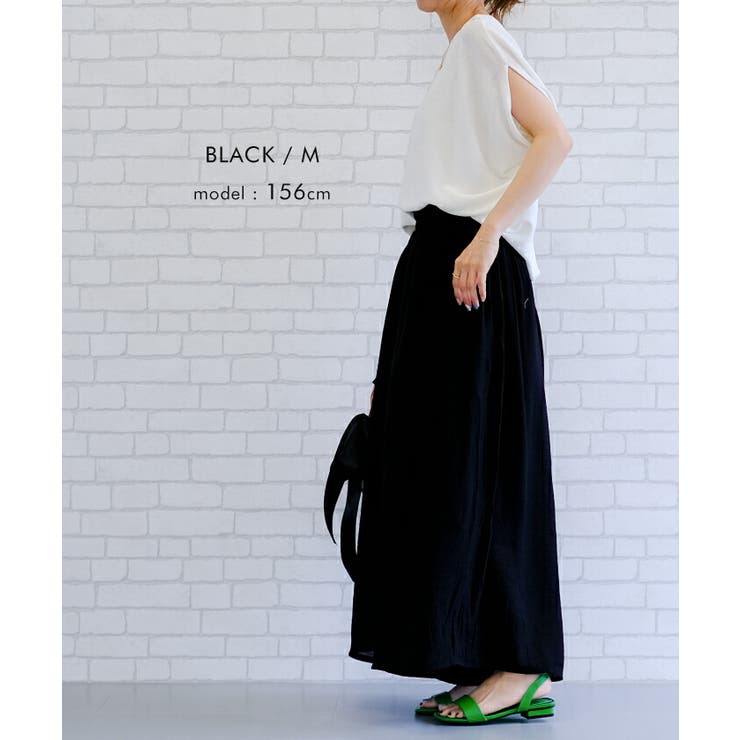 軽やかな素材感が涼し気なウエストフリルギャザースラブパンツ | aquagarage | 詳細画像12 