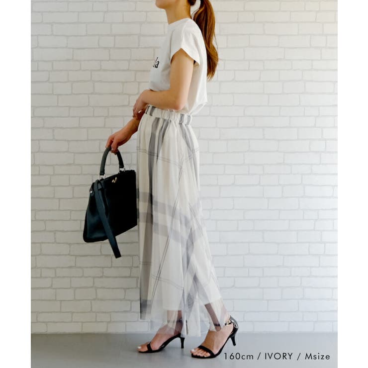 大人可愛いチェック柄のチュールギャザースカート | aquagarage | 詳細画像6 