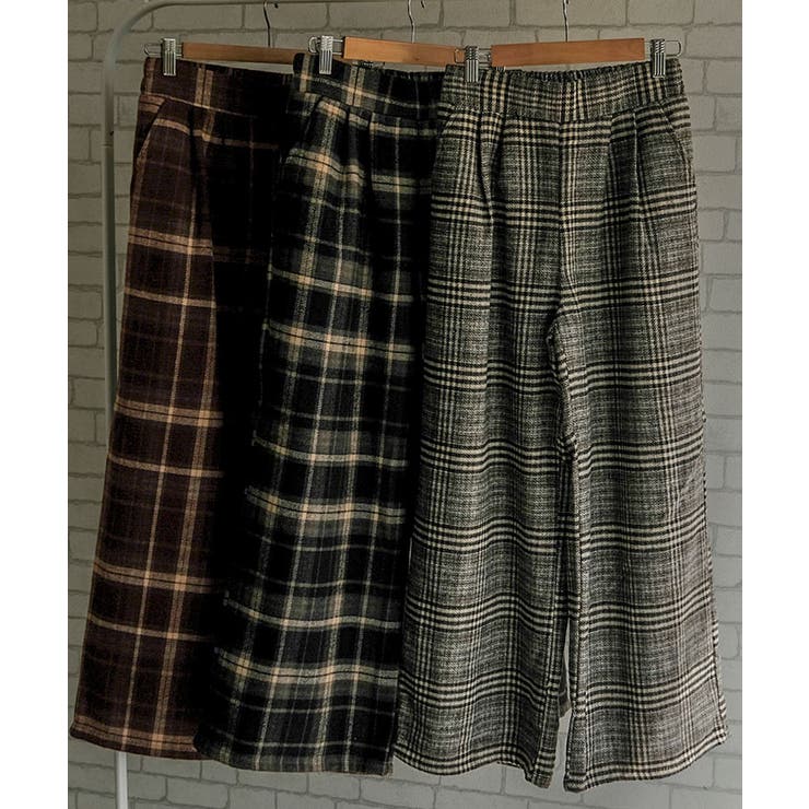 チェック柄ワイドパンツ 春 夏 秋 冬 M L | aquagarage | 詳細画像2 