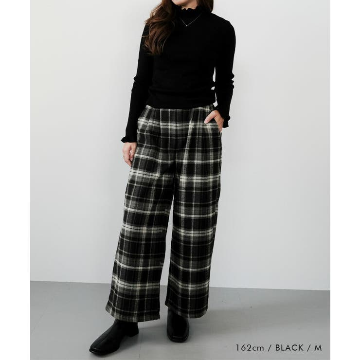 チェック柄ワイドパンツ 春 夏 秋 冬 M L | aquagarage | 詳細画像11 