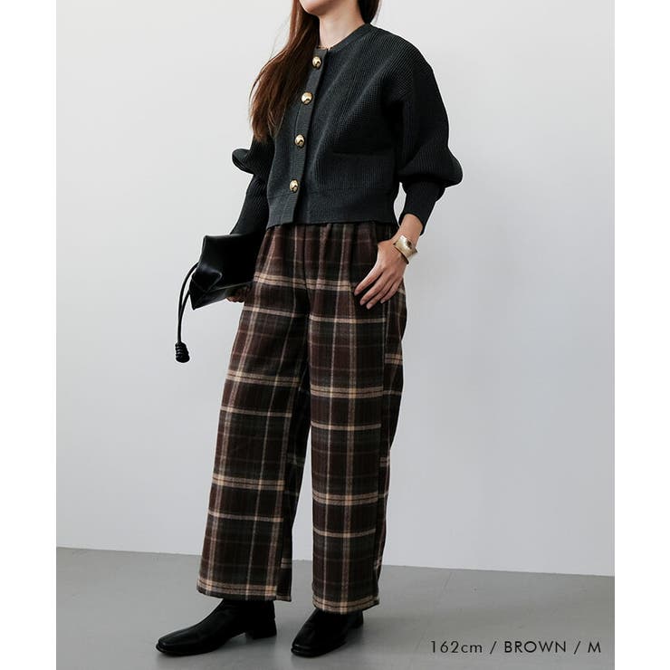 チェック柄ワイドパンツ 春 夏 秋 冬 M L | aquagarage | 詳細画像8 