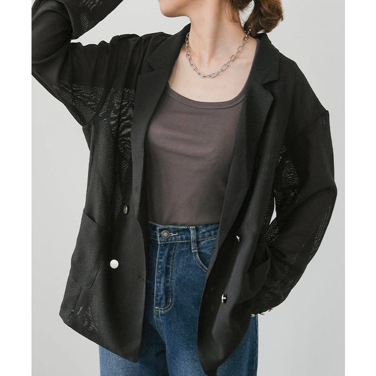 メッシュテーラードジャケット 春 夏 秋 M L | aquagarage | 詳細画像11 