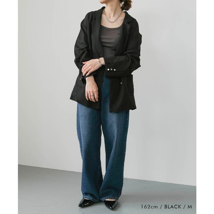 メッシュテーラードジャケット 春 夏 秋 M L | aquagarage | 詳細画像13 