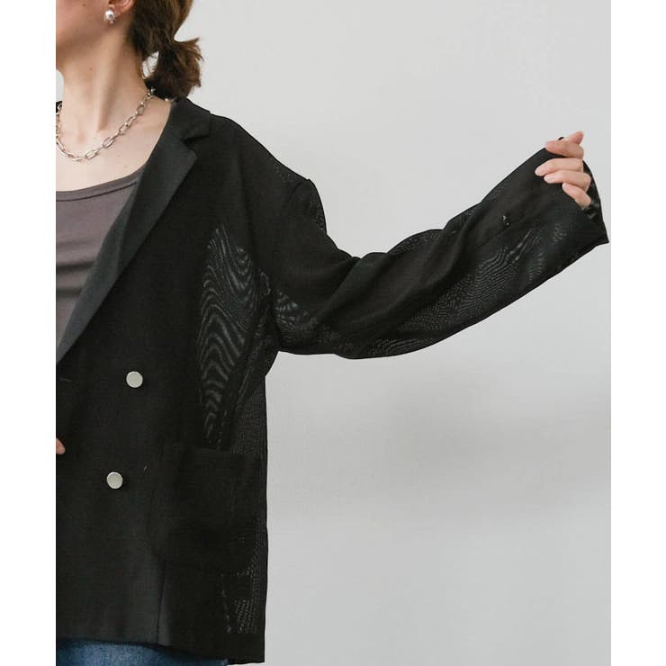 メッシュテーラードジャケット 春 夏 秋 M L | aquagarage | 詳細画像15 