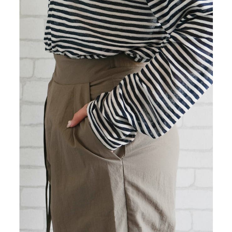 ウエストリボンアシンメトリータックパンツレディース 春 夏 秋 M L | aquagarage | 詳細画像4 