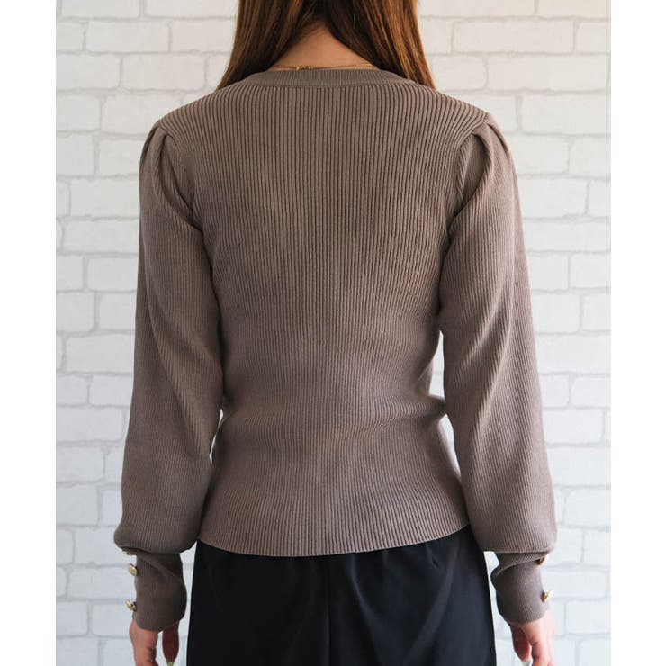 パワショル袖ボタンニット 春 秋 冬 M L レディース | aquagarage | 詳細画像4 