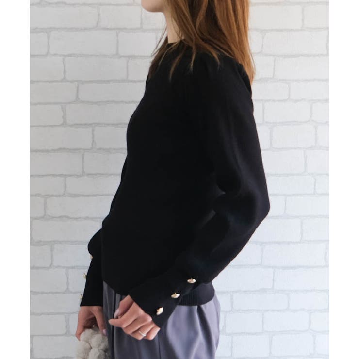 パワショル袖ボタンニット 春 秋 冬 M L レディース | aquagarage | 詳細画像9 