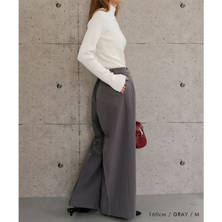 きちんと感がありながらもリラクシーな雰囲気を兼ね備えているタックワイドパンツ | aquagarage | 詳細画像13