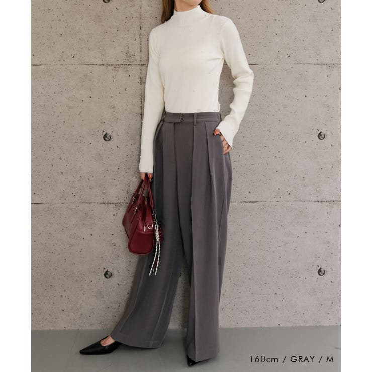 きちんと感がありながらもリラクシーな雰囲気を兼ね備えているタックワイドパンツ | aquagarage | 詳細画像14