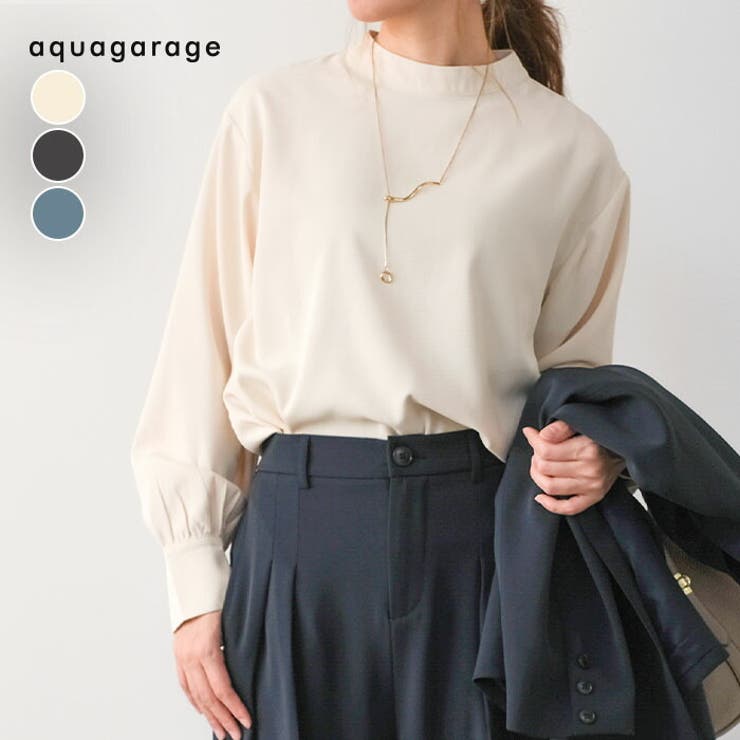 バンドカラーAラインブラウス 春 秋 冬 レディース | aquagarage | 詳細画像1 