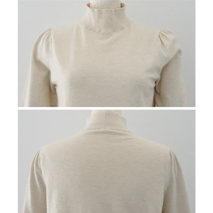 袖口にあしらわれたパールの飾りボタンがオシャレ♪プチハイネックニットトップス | aquagarage | 詳細画像7 