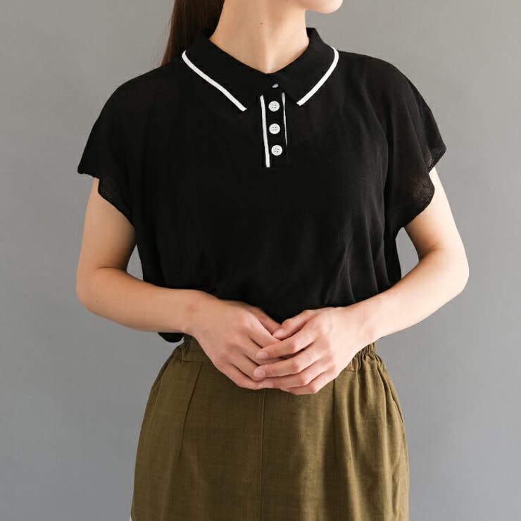 上品な襟付き配色ラインサマーニット | aquagarage | 詳細画像2 