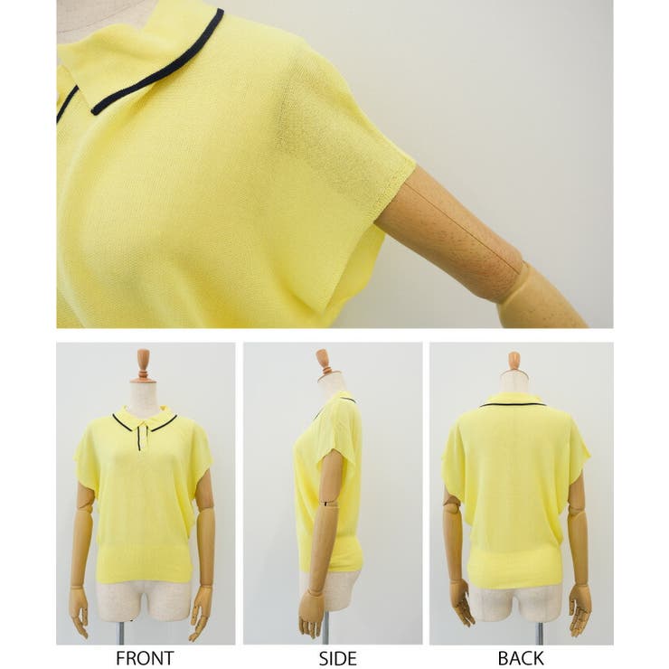 上品な襟付き配色ラインサマーニット | aquagarage | 詳細画像10 