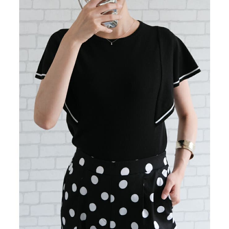 配色ラインフレアスリーブサマーニット | aquagarage | 詳細画像3 