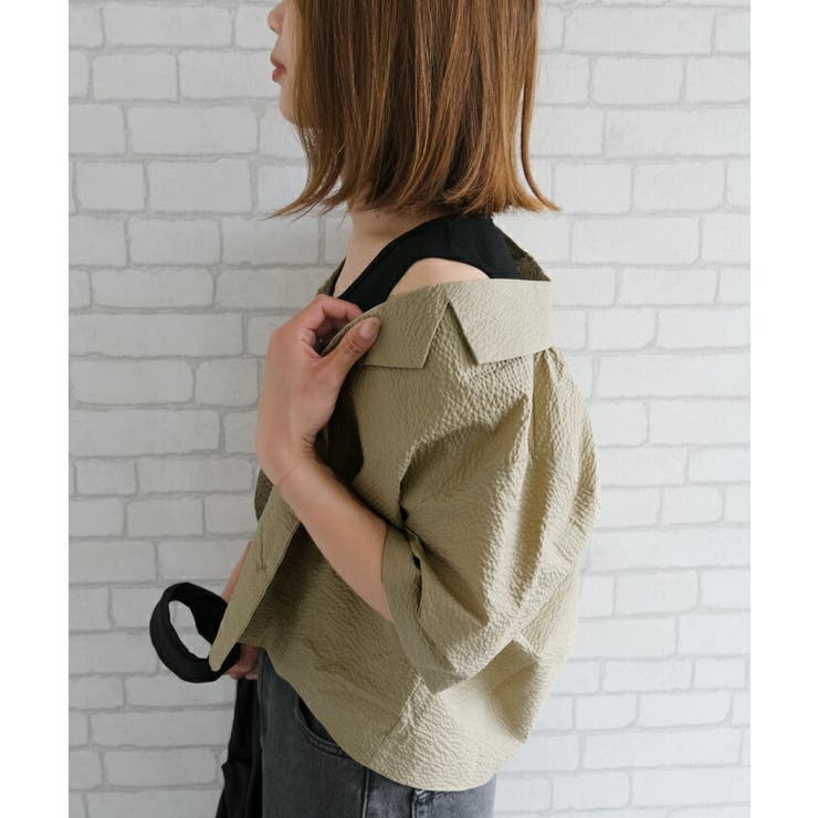 さらっと涼しい着心地が魅力のサッカー生地ショート丈シャツジャケット | aquagarage | 詳細画像16 