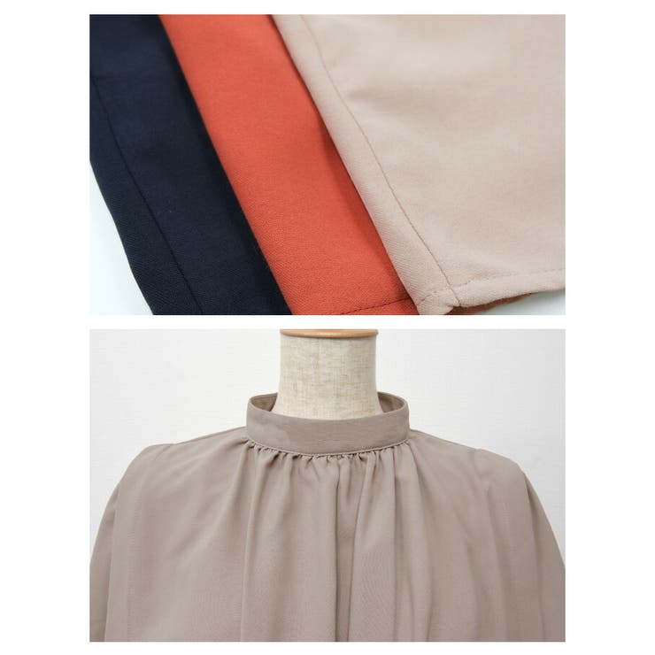 胸元のギャザーと肩のデザインが目を惹く！ショルダータックブラウス オフィスカジュ… | aquagarage | 詳細画像11 