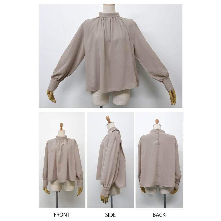 胸元のギャザーと肩のデザインが目を惹く！ショルダータックブラウス オフィスカジュ… | aquagarage | 詳細画像15 